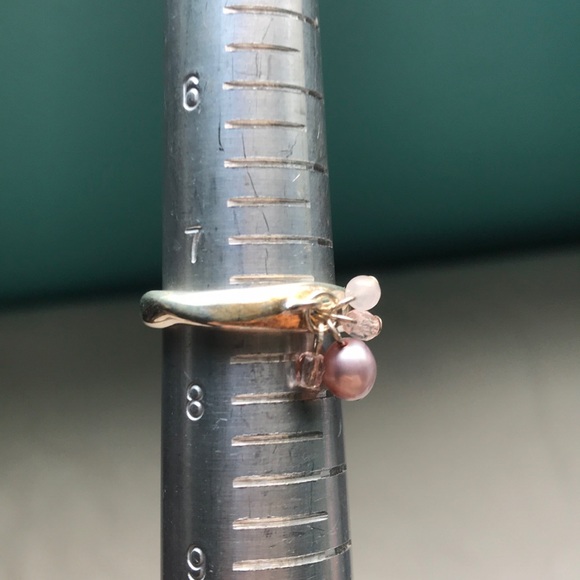 BCBG pink pearl, rose quartz, & crystal ring - Picture 6 of 8